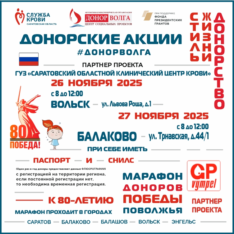 МАРАФОН ДОНОРОВ ПОБЕДЫ ПОВОЛЖЬЯ В САРАТОВСКОЙ ОБЛАСТИ