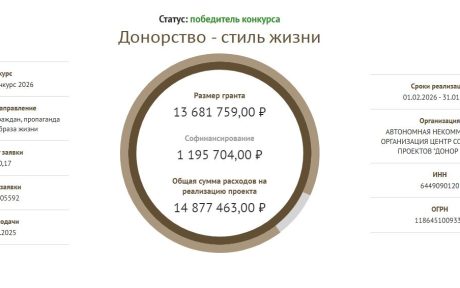 Проект «Донорство — стиль жизнь» стал победителем первого грантового конкурса 2026 года